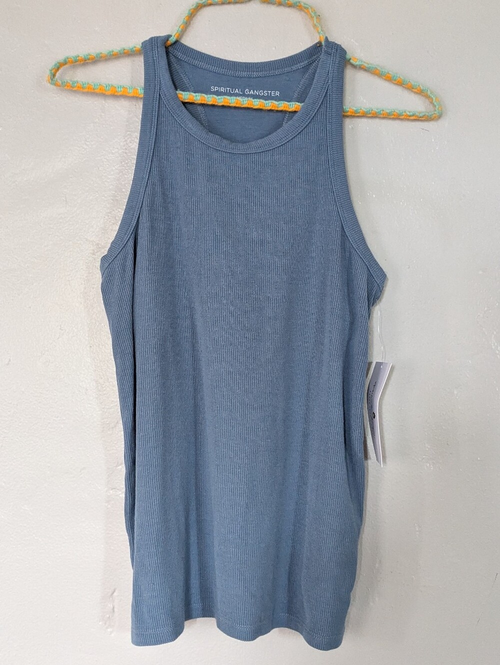 NWT Spiritual Gangster Slim Rib Tank Top Medium M Blue Athletic Loungewear